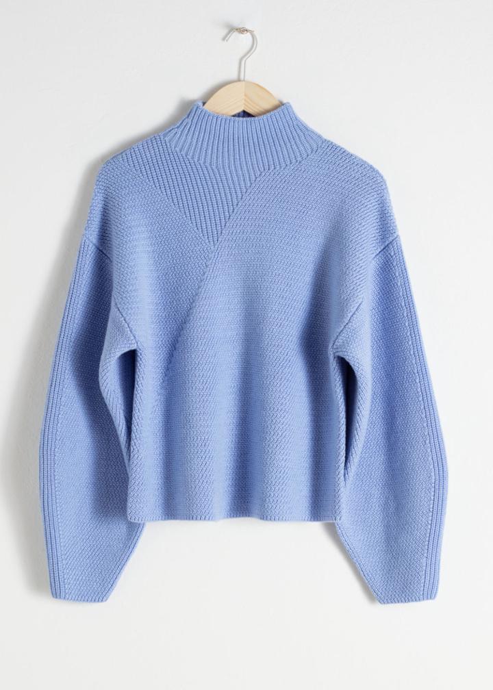 Other Stories Wool Blend Mock Neck Sweater - Blue
