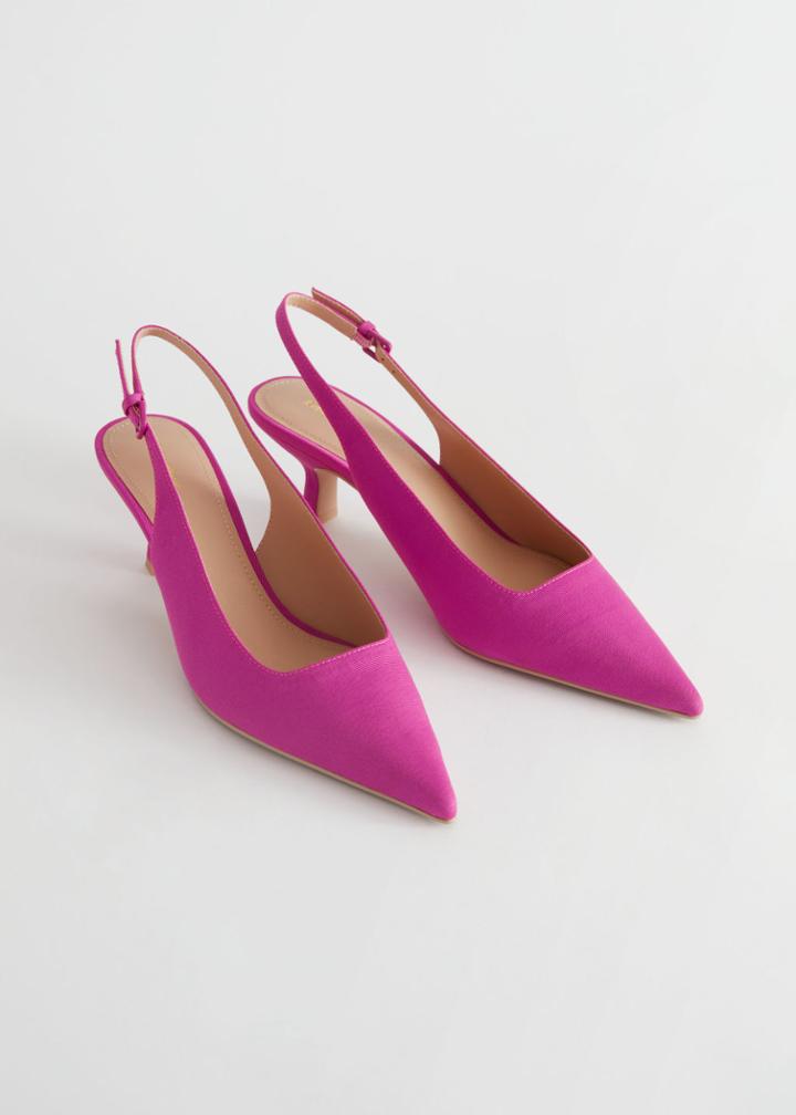 Other Stories Pointed Kitten Heel Mules - Pink