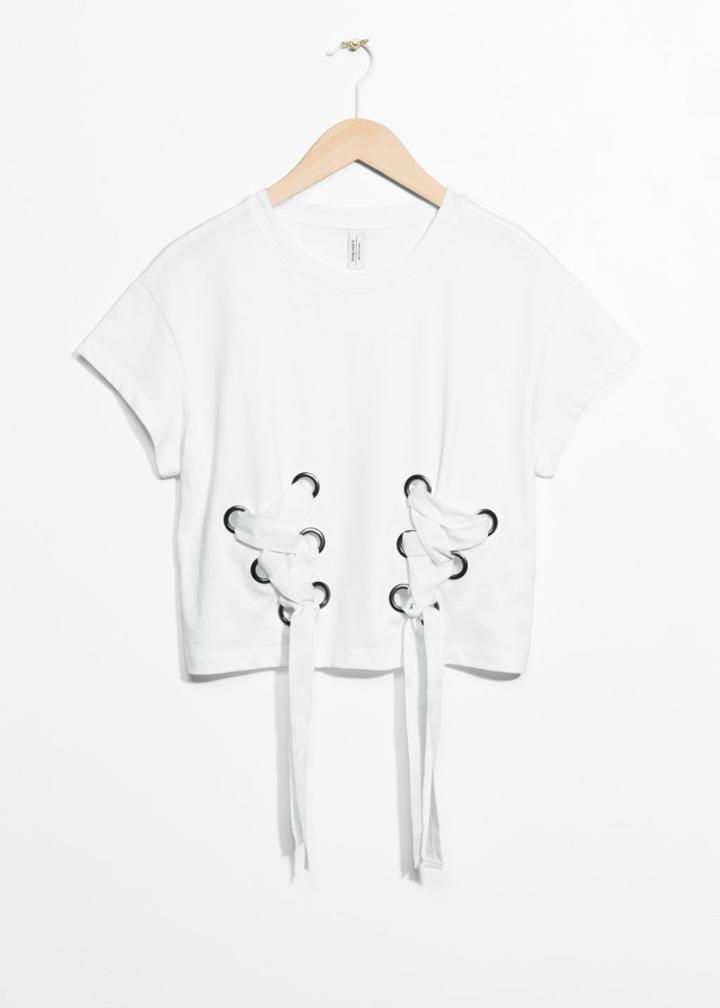 Other Stories Lace-up Detail Top - White