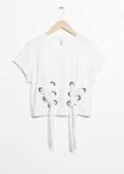 Other Stories Lace-up Detail Top - White