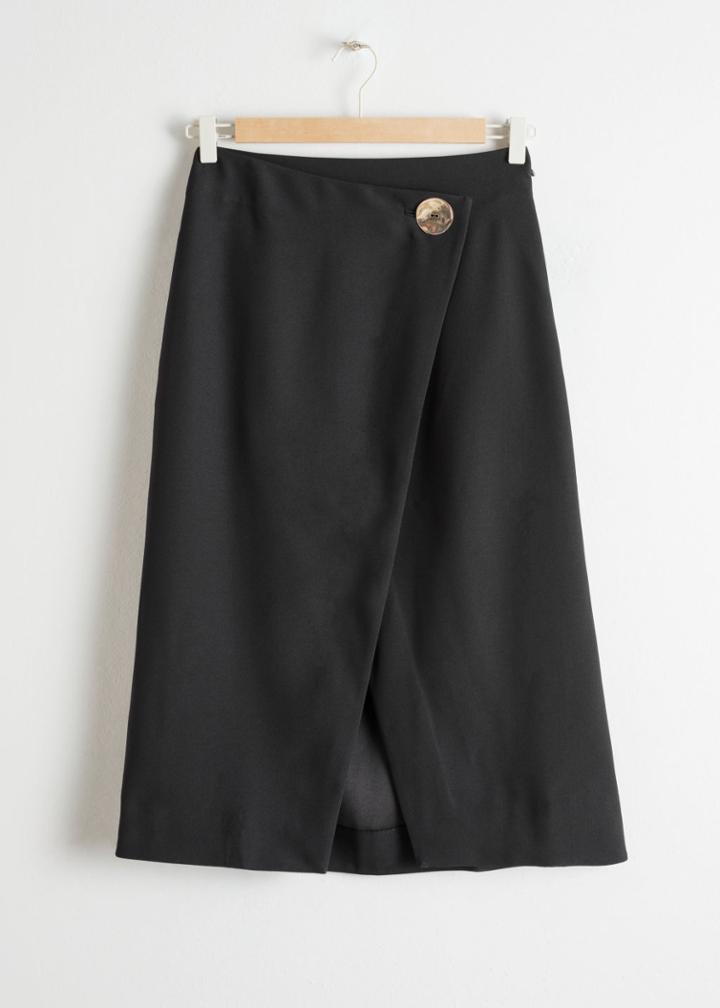 Other Stories Wrap Midi Skirt - Black
