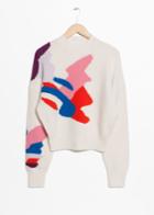 Other Stories Cropped Color Splash Sweater - White