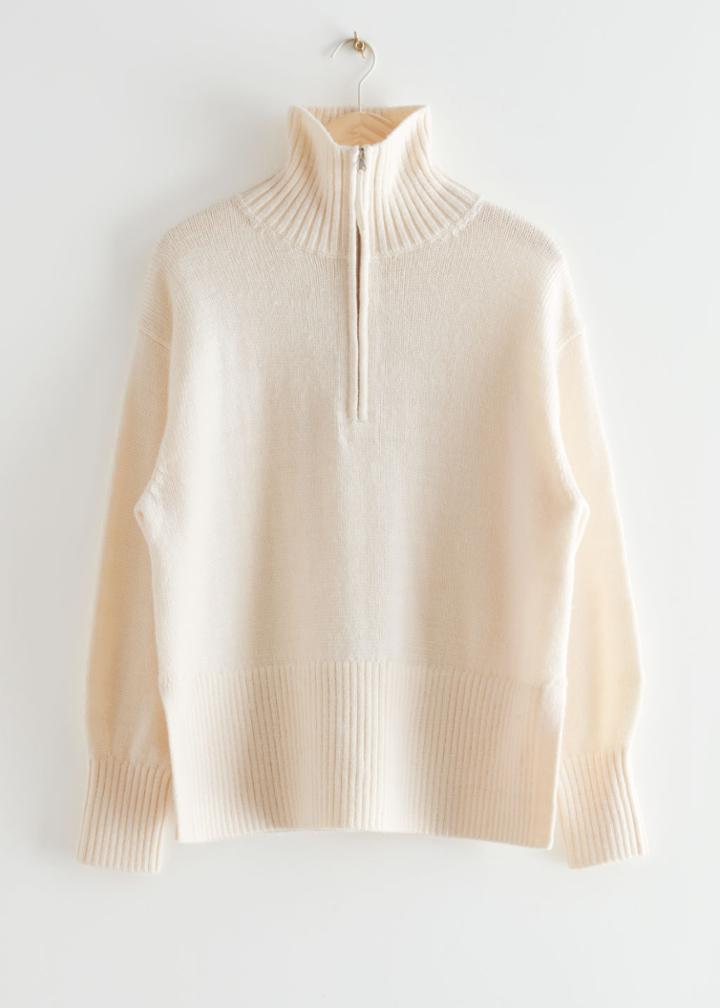Other Stories Oversized Half-zip Sweater - White