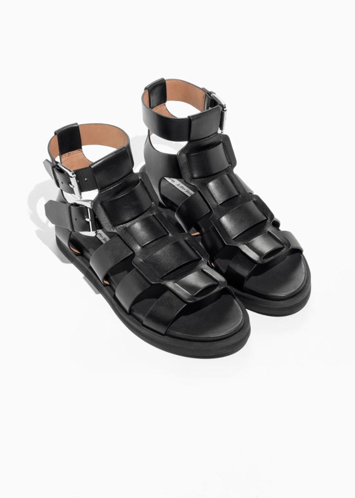 Other Stories Gladiator Leather Sandal - Black