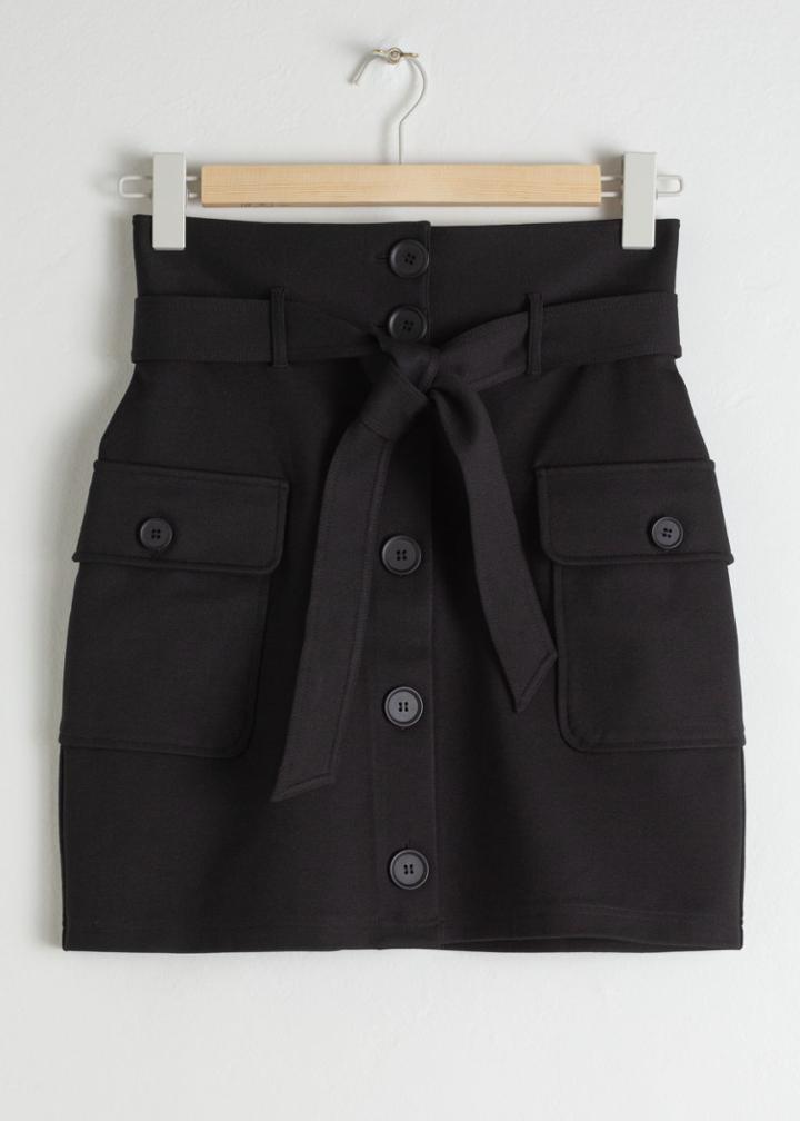 Other Stories Belted Workwear Mini Skirt - Black