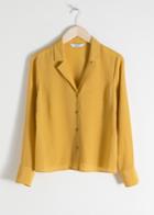 Other Stories V-cut Silk Button Up Blouse - Yellow