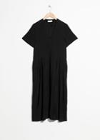 Other Stories Midi Pleated Shirt Dress - Black