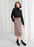 Other Stories Houndstooth Button Up Pencil Skirt - Pink