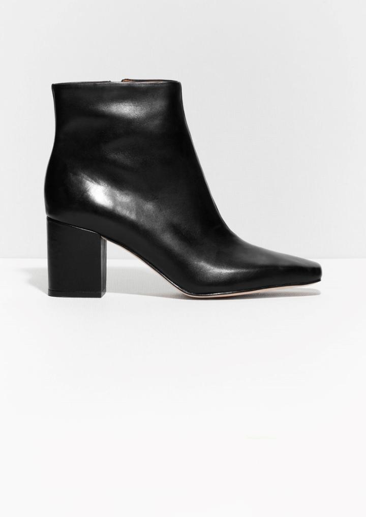 Other Stories Square Toe Leather Ankle Boots
