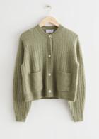 Other Stories Patch Pocket Rib Knit Cardigan - Green