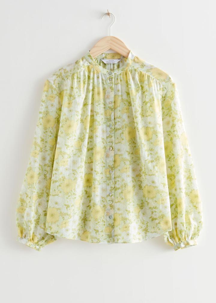 Other Stories Printed Silk Blend Blouse - Green