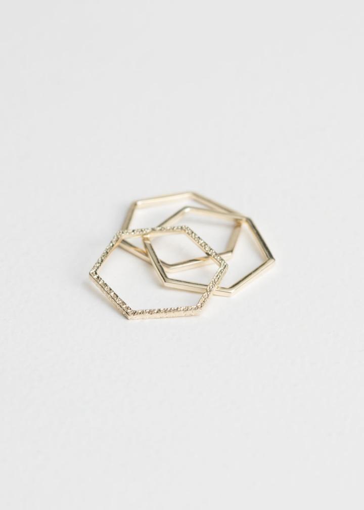 Other Stories Hexagon Trio Ring Set - Gold