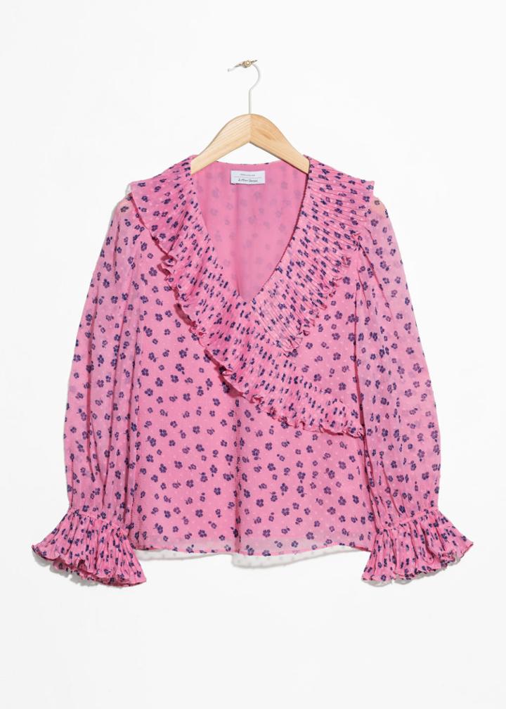 Other Stories Wrap Ruffle Blouse - Pink
