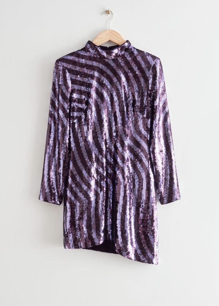 Other Stories Fitted Sequin Mini Dress - Purple