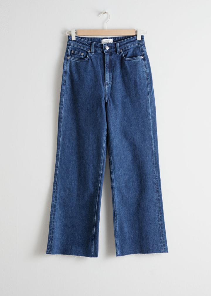 Other Stories Cropped Mid Rise Flared Jeans - Blue