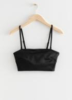 Other Stories Strappy Satin Crop Top - Black