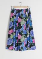 Other Stories Floral Pleated A-line Midi Skirt - Blue
