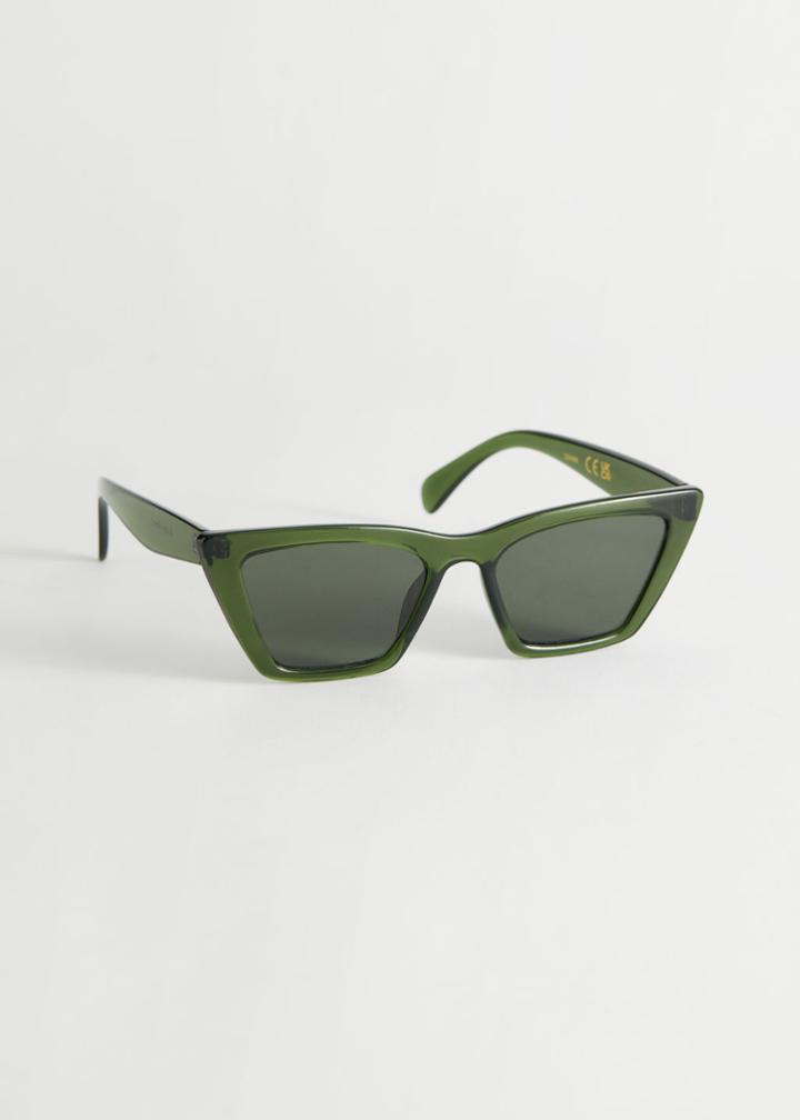 Other Stories Angular Cat Eye Sunglasses - Green