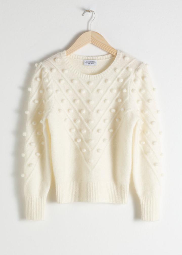 Other Stories Wool Blend Bobble Sweater - White