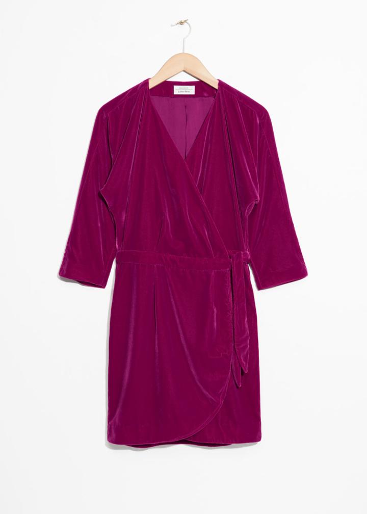 Other Stories Graphic Devor Wrap Dress - Pink