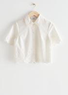 Other Stories Embroidered Short Sleeve Shirt - White