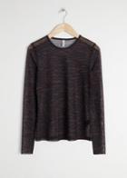 Other Stories Mesh Long Sleeve Top - Brown