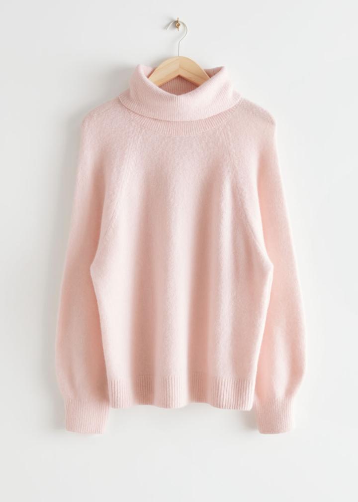 Other Stories Turtleneck Wool Knit Sweater - Pink