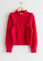 Other Stories Frilled Overlay Knit Sweater - Red