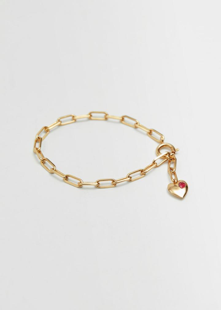 Other Stories Heart Charm Bracelet - Pink