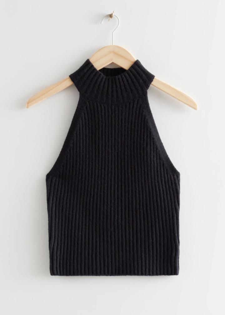 Other Stories Sleeveless Turtleneck Knit Top - Black