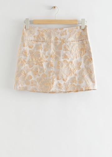 Other Stories Metallic Floral Jacquard Mini Skirt - Beige