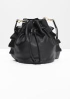 Other Stories Frill Leather Bucket Bag - Black