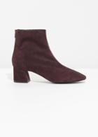 Other Stories Flare Heel Suede Boots - Red