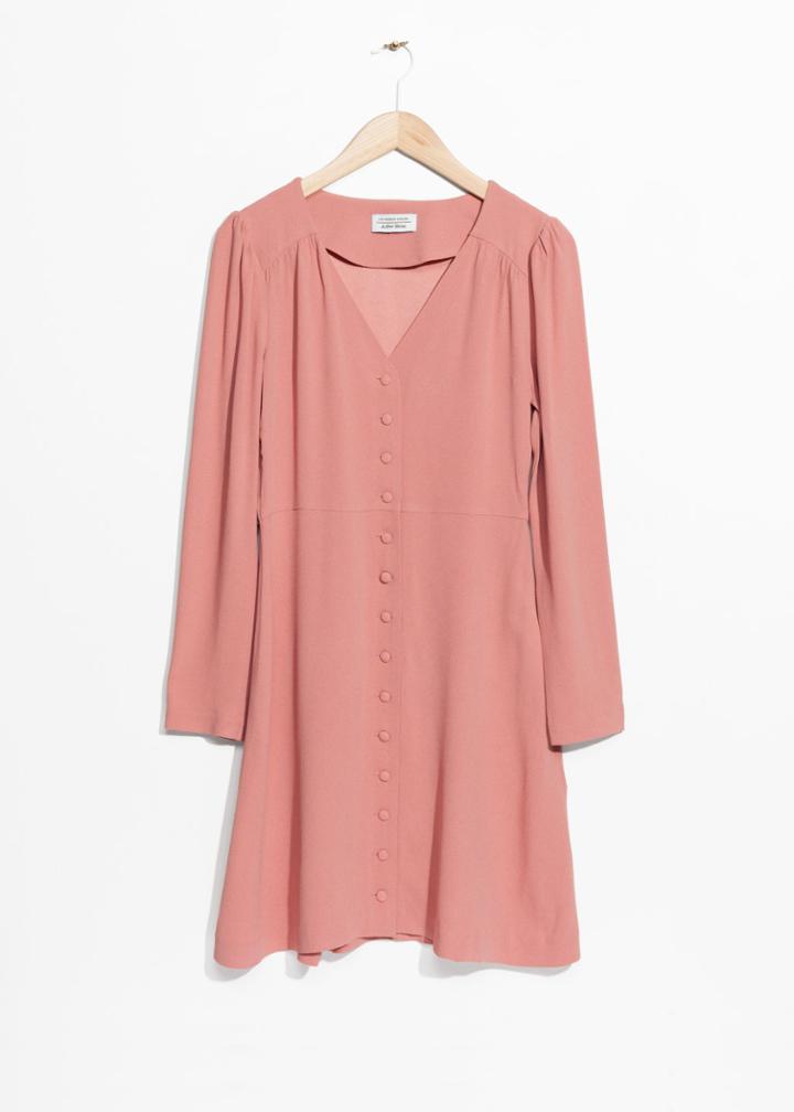 Other Stories V-neck Button Up Dress - Pink