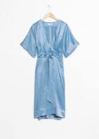 Other Stories Belted Wrap Dress - Blue