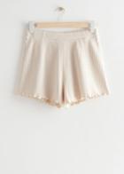 Other Stories Frilled Rib Shorts - Beige