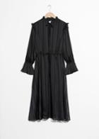 Other Stories Jacquard Stripe Midi Dress - Black
