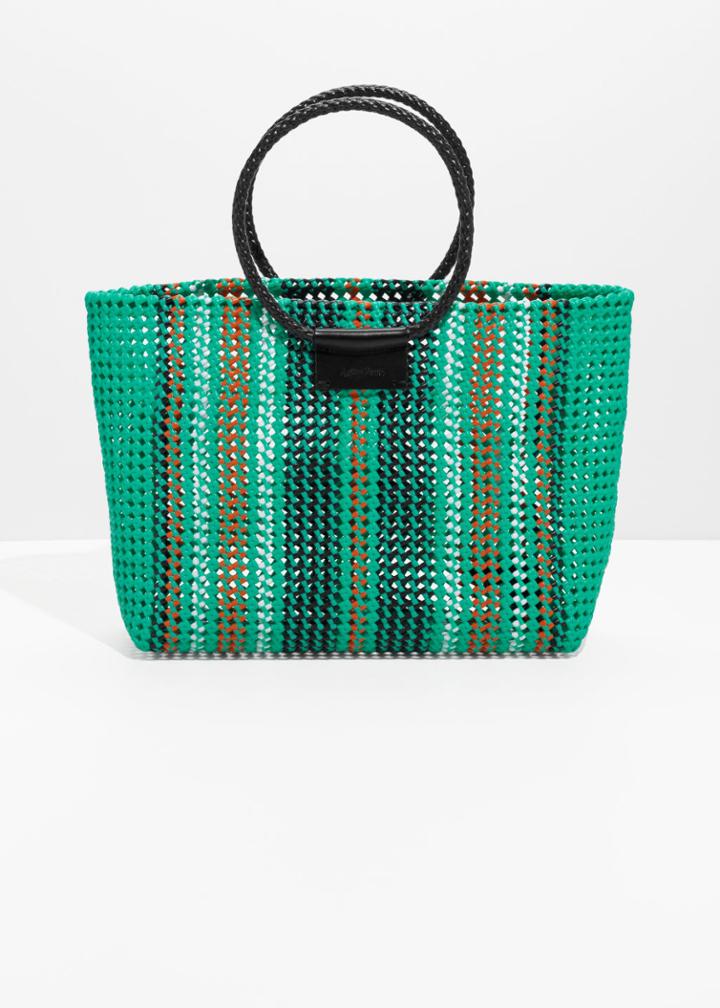 Other Stories Woven Plastic Tote - Green