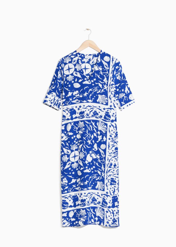 Other Stories Shoreline Print Dress - Blue
