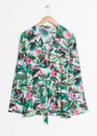 Other Stories Tropical Belted Lounge Shirt - Green
