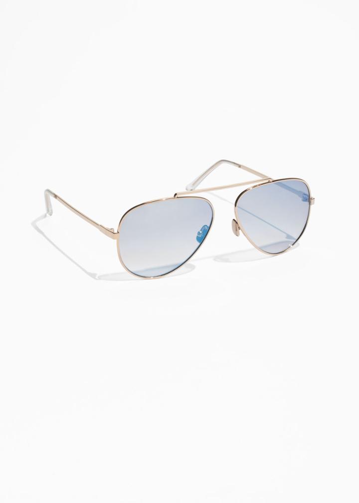 Other Stories Tinted Aviator Sunglasses - Blue