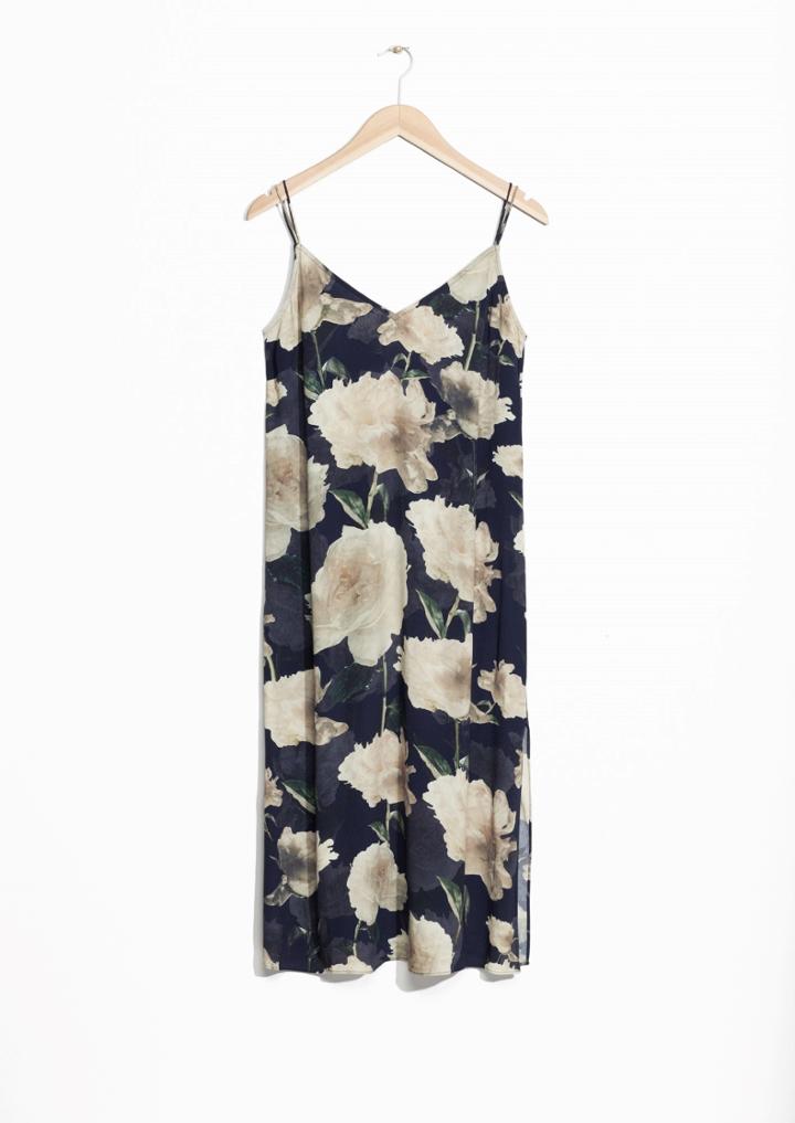Other Stories Rose Print V-neck Dress