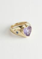 Other Stories Iridescent Heart Signet Ring - Purple