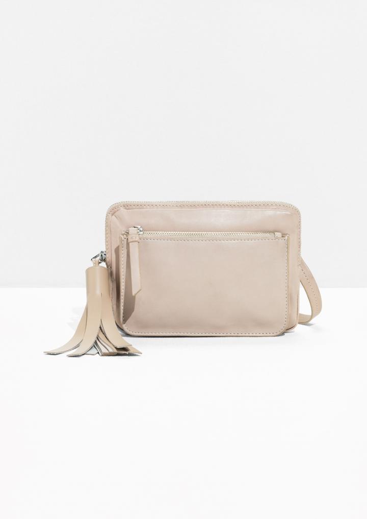 Other Stories Leather Crossbody Tassel Bag