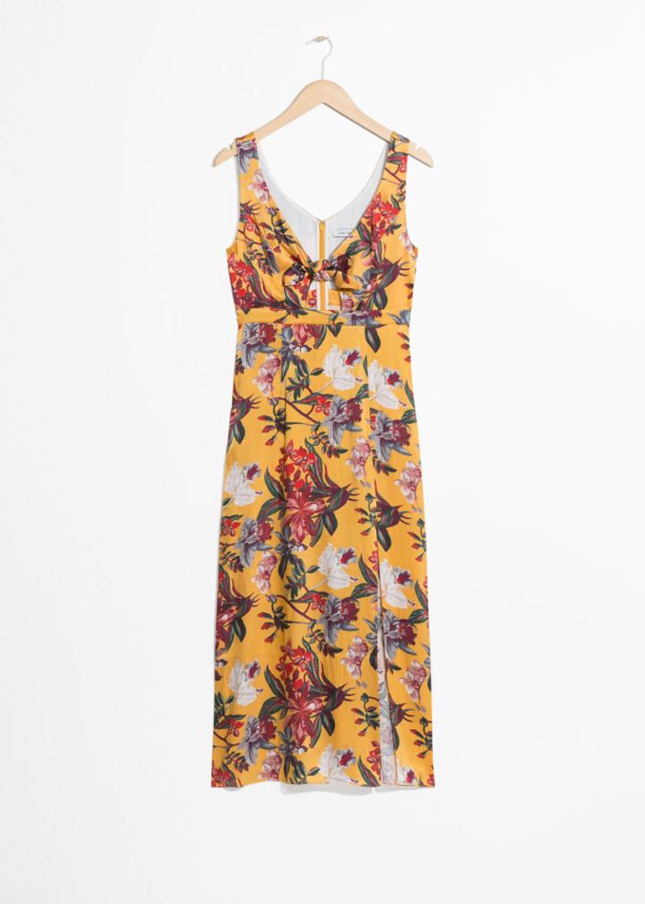 Other Stories Cutout Tie Midi Dress - Yellow