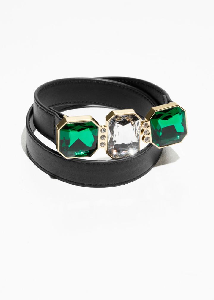 Other Stories Rhinestone Waist Belt - Black