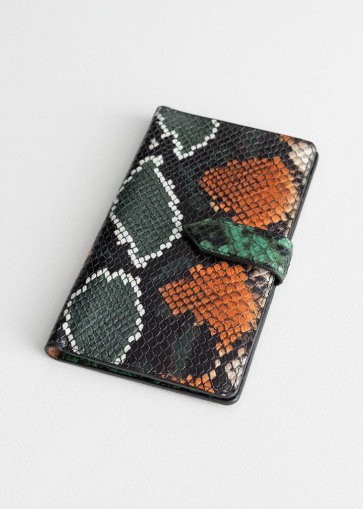 Other Stories Snake Print Leather Wallet - Orange