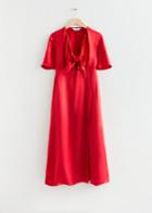Other Stories Flutter Sleeve Satin Midi Dress - Red