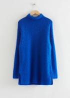 Other Stories Mock Neck Knit Mini Dress - Blue