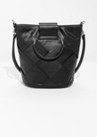 Other Stories Lattice Leather Bucket Bag - Black